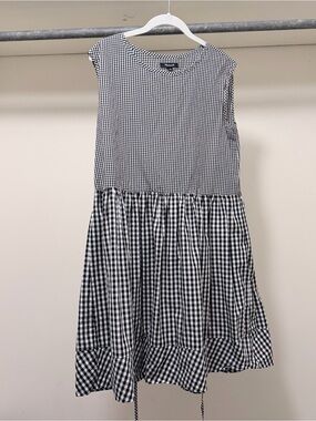Madewell Black & White Gingham Sleeveless Mini Dress